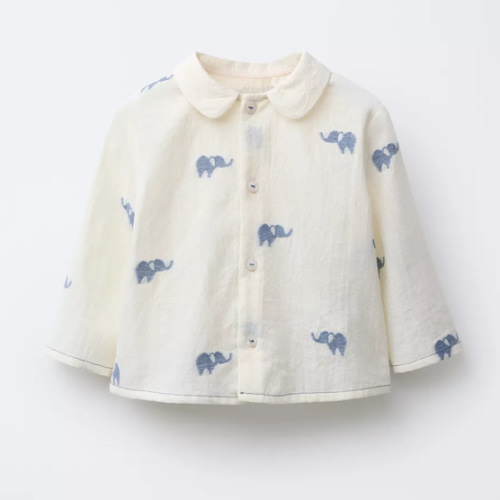 ELEPHANT JACQUARD SHIRT - Ecru / Blue | ZARA United States