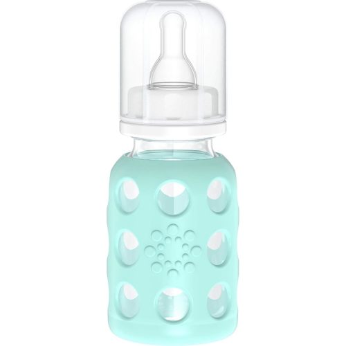 Lifefactory Glass Baby Bottle with Protective Silicone Sleeve and Stage 1 Nipple Mint 4 Oz 1 Count (Pack of 1) (LF110013C4)