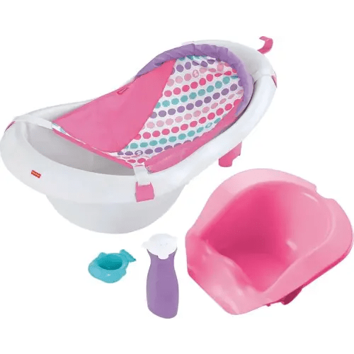 Fisher-Price Baby To Toddler Bath 4-In-1 Sling ‘N Seat Tub With Removable Infant Support And 2 Toys, Pink