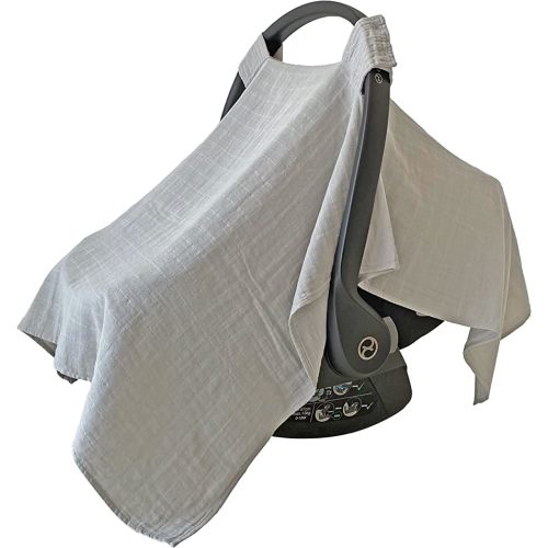 MOZAH 100% Organic Muslin Car Seat Covers for Babies Baby Car Seat Covers for Girls (Belgian Grey)