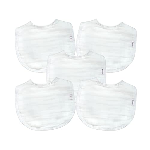 Green Sprouts Absorbent Organic Cotton Muslin Bibs, 0-12mo Hypoallergenic, STANDARD 100 by OEKO-TEX Certified, Tested for Hormones