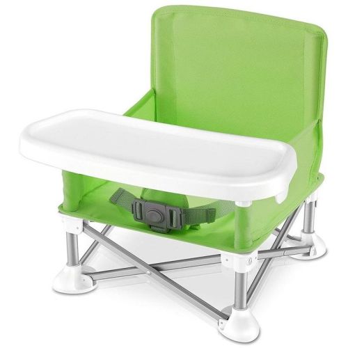 Serenelife Baby Booster Seat - Portable Folding High Chair With Tray, Green
