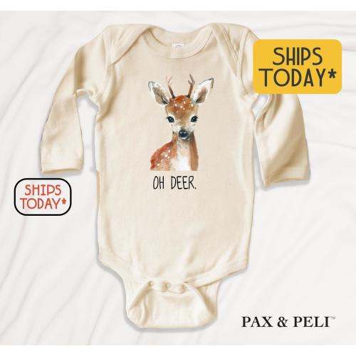 Oh Deer Onesies® Brand, Adorable Deer Illustration Baby Bodysuit, Funny Toddler or Youth T-Shirt ( A18147 )