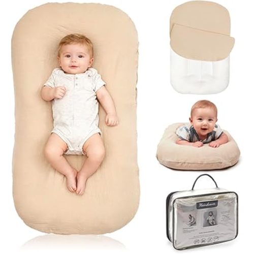 Baby Lounger - Snuggle Cozy Me Infant Lounger for Newborns | Breathable & Soft, Portable Awake-Time Pad, Essential Baby Gift (Lounger Cover Included)