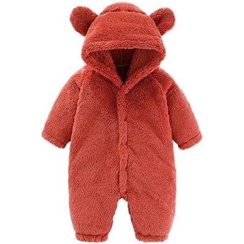 Toddler Baby Boys Girls One Piece Snowsuit Fleece Bodysuit Bear Ear Hooded Jumpsuits Cute Unisex Winter Warm Outwear Outfits