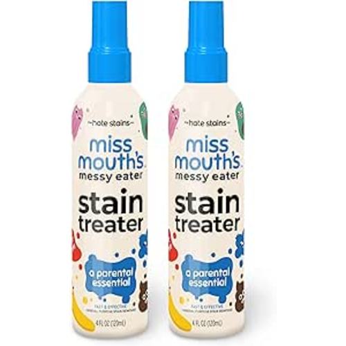 Miss Mouth's Messy Eater Stain Treater Spray - 4oz 2 Pack Stain Remover - Newborn & Baby Essentials - No Dry Cleaning Food, Grease, Coffee Off Laundry, Underwear, Fabric - 2 pack