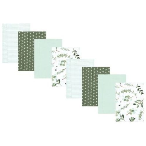 Hudson Baby Girls Cotton Poly Flannel Burp Cloths 8-pack, Eucalyptus, One Size