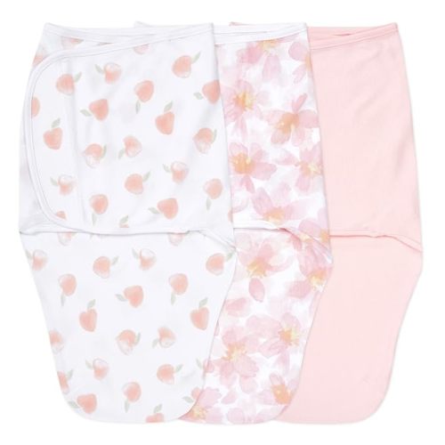 aden + anais Easy Swaddle Wrap, Newborn Wearable Swaddle Blanket, Adjustable Fasteners, 100% Cotton, 3 Pack, 0-3 Months, Garden Floral