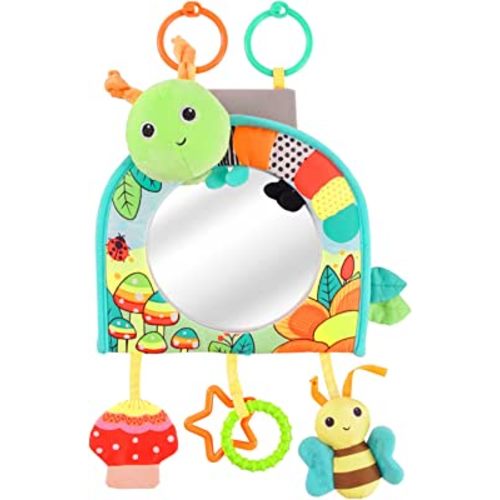 Koty Infant Car Seat Toy - Kick and Play Activity Center with Mirror, Teether and Crinkle Paper, Fun Travel Baby Toy for Rear Car Seat, Easier Drive with Newborns, Babies