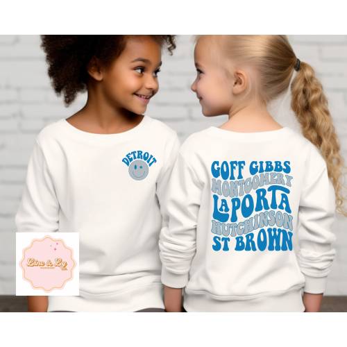 Youth Players Detroit Lions CrewNeck, Unisex Sizing, Sweater, Detroit Grit, Children’s Tops, Boys Lions Crew, Girls Lions Tee, Toddler Lions