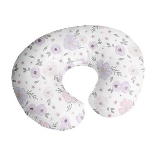 Sweet Jojo Designs Girl Support Nursing Pillow Cover (pillow Not Included) Watercolor Floral Purple Grey And Pink
