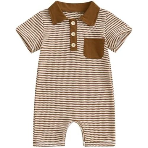 Infant Baby Boys Summer Wallfe Romper Striped Jumpsuit Toddler Newborn Boy Bodysuit Playsuit 6 12 18 24 Months