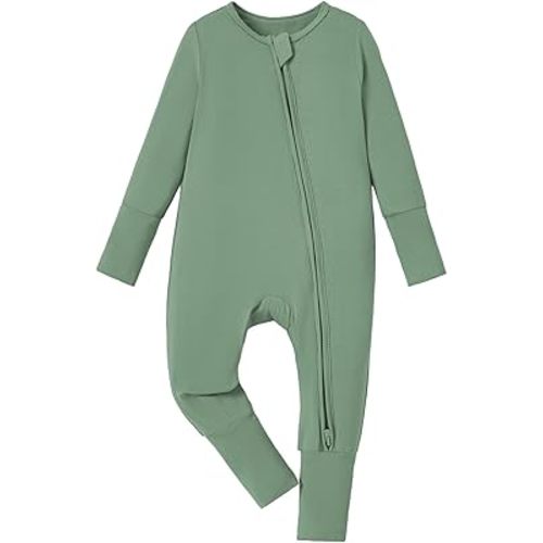PATPAT Baby Pajama with Bamboo Viscose, Footie Jumpsuit Romper with 2-Way Zipper for Baby Boy Girl Toddler Sleeper Sleepwear