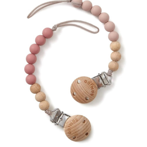 SAMiGO Pacifier Clips for Baby Girls Pacifier Holders Silicone Paci Binky Clips - 2 Pack