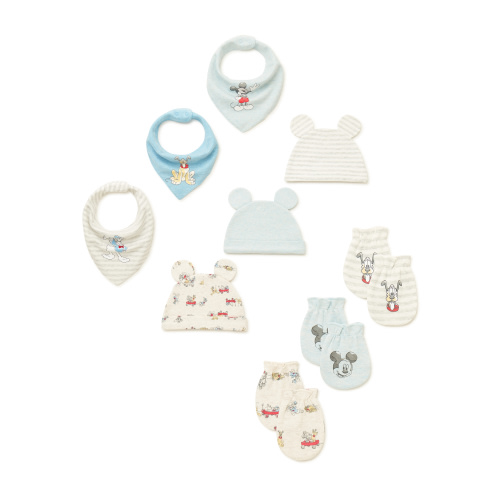 Disney Baby Wishes + Dreams Baby Boy Mickey Mouse Bibs, Caps & Mittens Set, 9-Piece