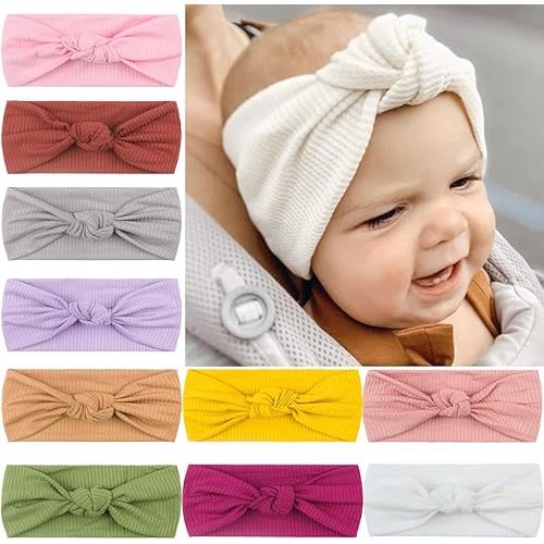 Baby Bow Headbands Turban Knotted, Girl's Hairbands for Newborn,Toddler and Childrens (Knot 12Pack)