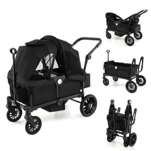 Infans Wagon Stroller For 2 Kids Push Pull Double Stroller With Adjustable Handle