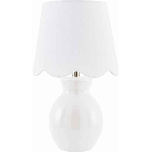 Salgareda Boho Ceramic Bedside Table Lamp for Bedroom Nightstand - End Side Lighting for Living Room - Shade Cotton - White - 15" H