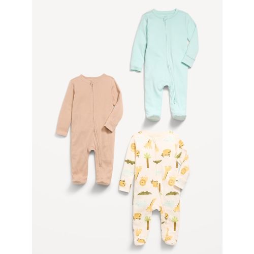 2-Way-Zip Sleep & Play Footed One-Piece 3-Pack for Baby 3-6 M