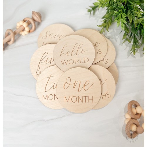 FINAL SALE | Minimalist Wooden Monthly Milestone Discs For Baby Photos | Monthly Milestone Marker | Monthly Signs For Baby