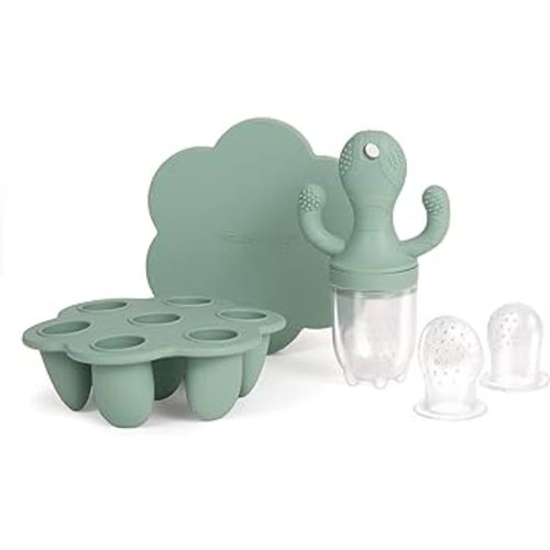 Little Twig Baby Fruit Feeder Pacifier Teether | Food Freezer Tray with Lid BPA Free Silicone Freezable Feeding Set for Breast Milk Ice Cubes, Food, Vegetable Purees