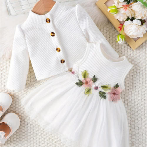 MiniOlie Baby Girl Sweet Flower Tulle Dress Set