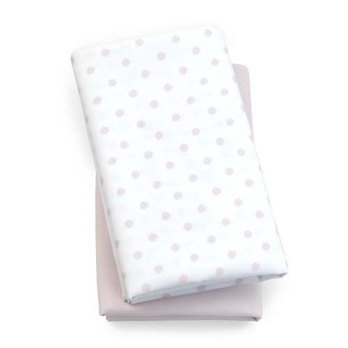 Chicco Lullaby Playard Fitted Sheets, Deep Pockets, Secure Fit - Pink Dot (Pink/White), New