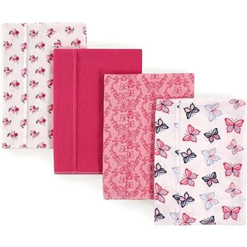 Hudson Baby Unisex Baby Cotton Flannel Burp Cloths, Butterflies, One Size