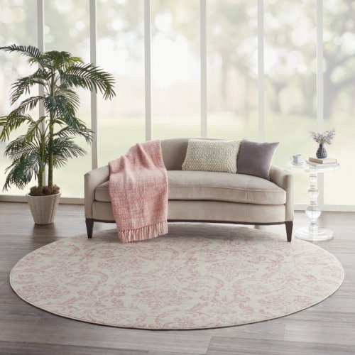 Yurig Abstract Ivory/Pink Area Rug