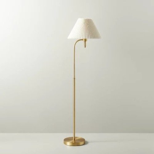 Pleated Shade Metal Floor Lamp Cream/Brass (Includes LED Light Bulb) 55inch
