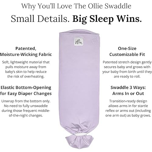The Ollie Swaddle – Adjustable Baby Swaddle for Newborns | Pediatrician-Approved for Safe Sleep | Easy Closure | Arms-Out | Lightweight, Machine-Washable | Easy Diaper Access