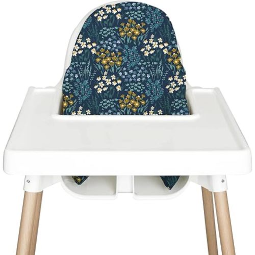 IKEA Highchair Cushion Cover for Inflatable Cushion, Compatible for IKEA Antilop Highchair Accessories, Stain-Proof&Wipeable Cushion Cover(Cushion NOT Included) (Midnightgarden)