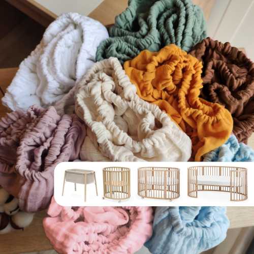 Muslin Sheets for Stokke Sleepi Cribs - Organic Muslin Cotton Fitted Sheets - Custom Size Sheets - Mini Crib Sheets - Full Crib Sheets