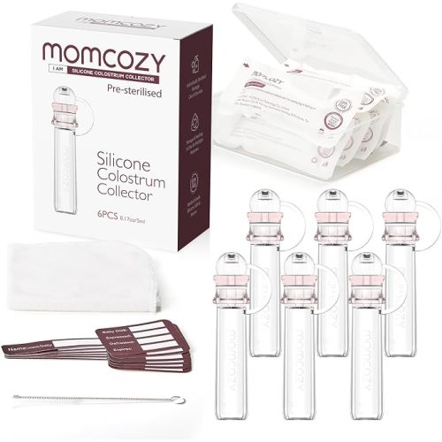 Momcozy Colostrum Collector Reusable Breast Milk Collector, Portable Colostrum Container Can be Feeding Baby, Multi-Use Collector BPA Free, 5ml-6pcs