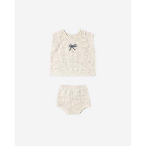 Scallop Knit Baby Set Natural