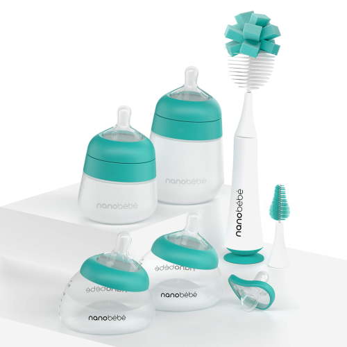 Exclusive Nanobebe Teal Early Essentials Anti-Colic Baby Bottle Gift Set | Newborns & Infants