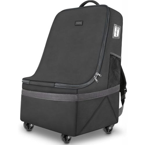 YOREPEK Car Seat Travel Bag with Wheels, Padded Car Seat Backpack, Large Carseat Travel Bag for Airplane, Gate Check Bag, Car Seat Travel Cover with Shoulder Strap, Car Seat Carrier for Airport