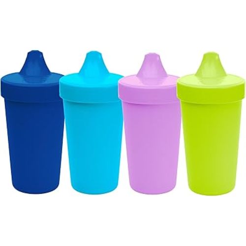 Re-Play Spill-Proof Sippy Cups for Toddlers - Kids Reusable 10 Oz Set of 4, Dishwasher & Microwave Safe, Made in USA, Space