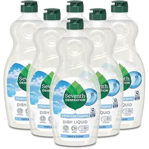 Seventh Generation Dish Liquid Soap, Free & Clear, 25 Oz, Pack of 6