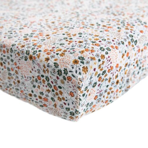 Little Unicorn Cotton Muslin Crib Sheet-PRESSED PETALS