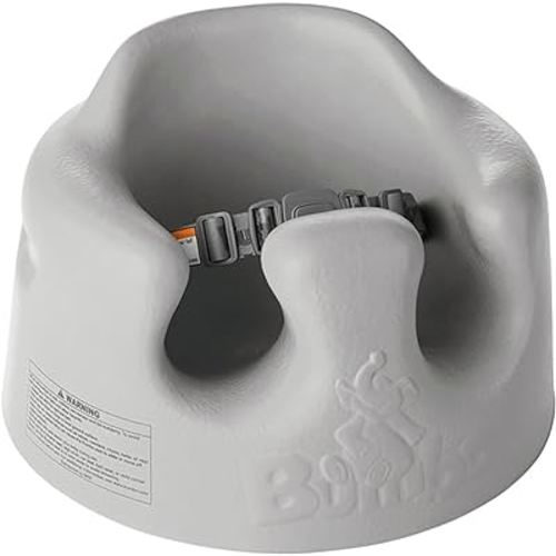 Bumbo Cool Gray Portable Activity and Feeding Floor Seat for Babies and Infants, Booster Chair for Sitting Support, 15" x 15" x 9.3"