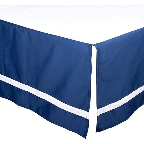 Navy Blue Tailored Crib Dust Ruffle with White Stripe by The Peanut Shell