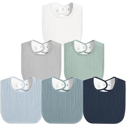 Muslin Baby Bibs for Boys Girls, Soft Cotton Baby Drool Bibs, Drooling and Teething Bibs for Infant, Newborn