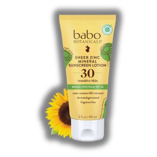 Babo Botanicals Sheer Zinc Mineral Sunscreen Lotion SPF 30 | sunflower oil and shea butter to moisturize and soothe skin. - (3 oz)