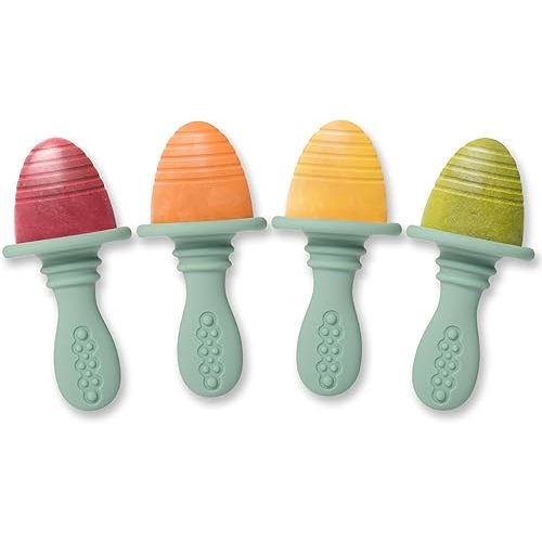 Silicone Petite Pops - Baby Popsicle Mold - BPA Free - Dishwasher Safe - 4 months+ (Sage Green Teether Pops)