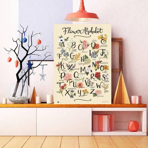 Wildflower Alphabet Poster, Vintage Floral Alphabet Poster, Baby Girl Nursery Decor, Watercolor Flower Alphabet, Botanical ABCs Print