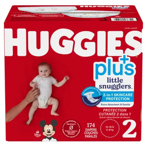 Huggies Little Snugglers Plus Diapers, Sizes 1 - 2 | Costco
