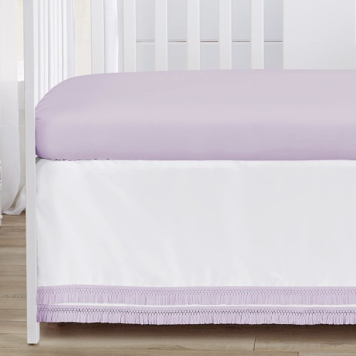 Sweet Jojo Designs Lavender Purple Boho Shabby Chic Floral Girl 4pc Nursery Crib Bedding Set Ivory Bohemian Vintage Watercolor