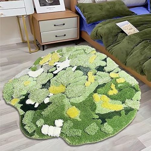 LEVINIS 3D Shag Moss Area Rugs for Home Decor Non Slip Washable Kids Play Rug Cozy Plush Living Room Bedroom Bedside Rug 39.5''×39.5''