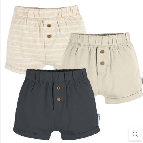 3-Pack Baby Neutral Tan Stripe, Tan, & Grey Knit Shorts – Gerber Childrenswear